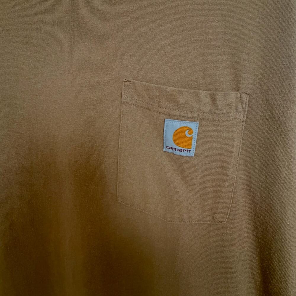 Carhartt K87 Heavyweight Pocket T Shirt Desert Brown Mens L Tall - Picture 4 of 7